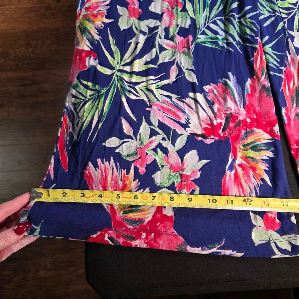 Sofia Jeans by Sofia Vergara‎ Tropical Parrot Halter Wide Leg Jumpsuit Navy L